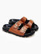 Two-Strap Buckle Sandals Camel