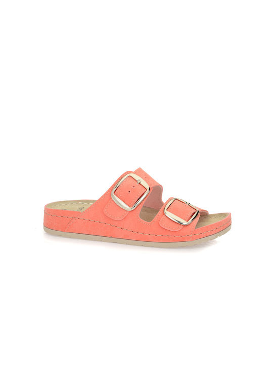 Vesna Damen Flache Sandalen Anatomisch in Orange Farbe