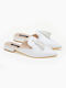 Flat Pointed Mules Straw White