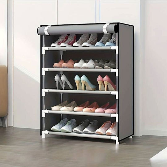 Fabric Shoe Organizer with 5 Shelves Gray 60x30x90cm HUH-0180