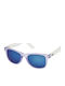 V-store Unisex-Sonnenbrille mit Kunststoffrahmen in Weiß und Lila, Spiegelglas