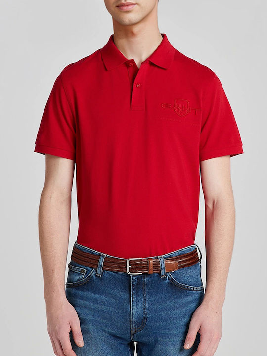 Gant Shield Мъжка блуза с къс ръкав Поло Red