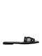 Leder Flache Sandalen für Damen in Schwarz Farbe