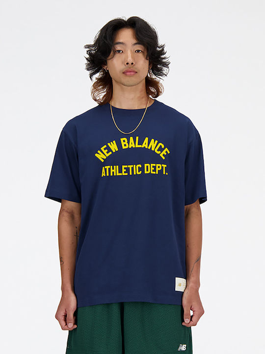 New Balance Ανδρικό Αθλητικό T-shirt Κοντομάνικο Μπλέ Σκούρο