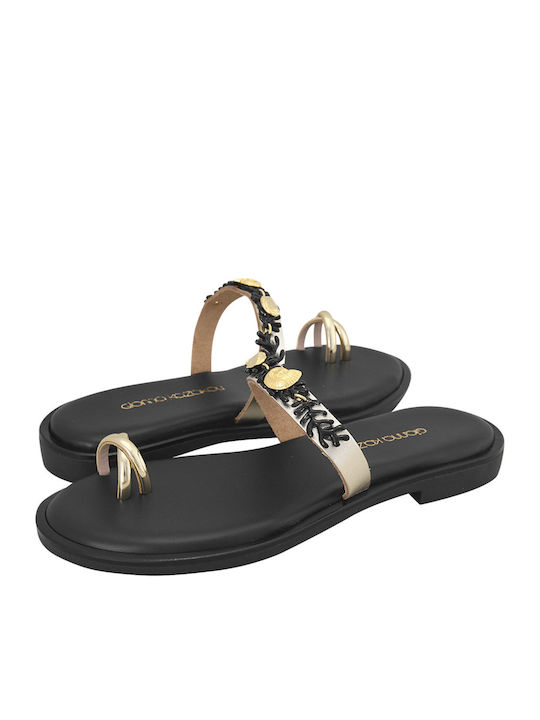 Nels Leather Women's Flat Sandals in Black Color