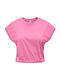 Only Women's Crop Top Cotton Short Sleeve Begonia Pink