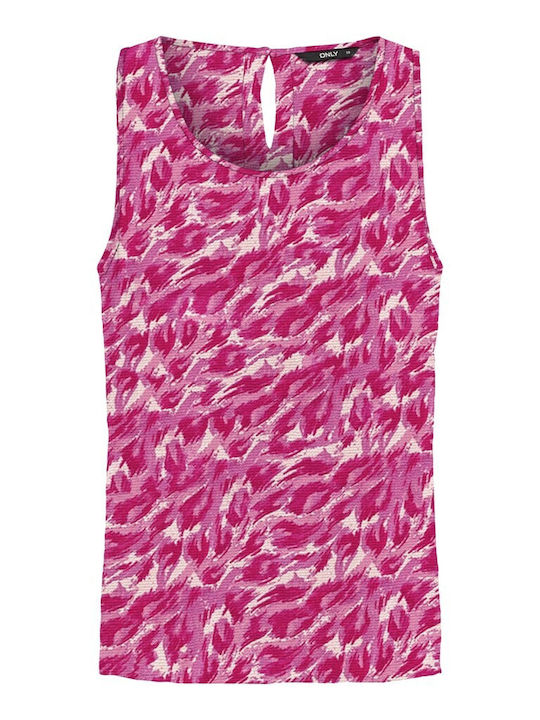 Only Women's Blouse Sleeveless Floral Fuchsia