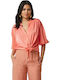 Enzzo Women's Blouse Satin with 3/4 Sleeve Coral