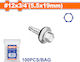 Wadfow Self-Piercing Sheet Metal Screw Hexagon Galvanized with Diameter M5.5 and Length 19mm 100pcs