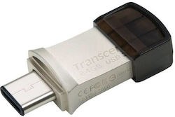 Transcend Jetflash 64GB USB 2.0 Stick cu conexiune USB-A & USB-C Argint