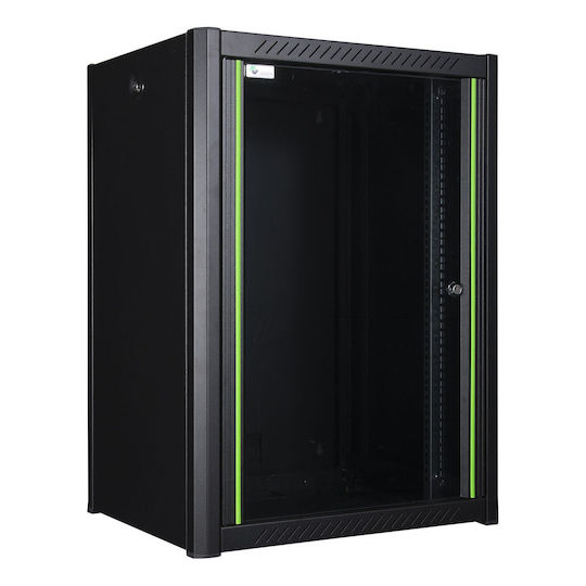 Lanview Επιτοίχια Καμπίνα Rack 16U 60x45x82.3cm Μαύρο RWP16U45BL
