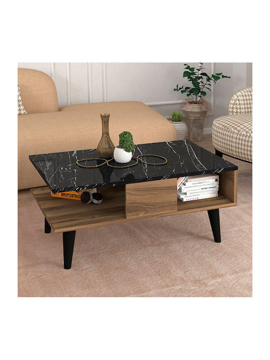 Rectangular Coffee Table Andros Walnut - Black L90xW54xH39.6cm