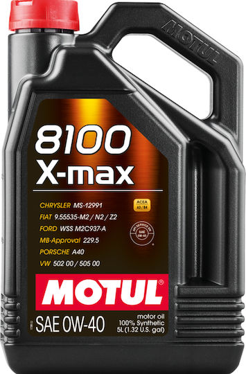 Motul 8100 X-Max Синтетичен Масло за Автомобили 0W-40 5лт