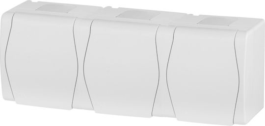 Elektro Plast Dreifach Extern Stromsteckdose Wasserdicht mit Abdeckung Weiß 1Stück