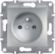 Schneider Electric Μονή Χωνευτή Πρίζα Ρεύματος Γκρι