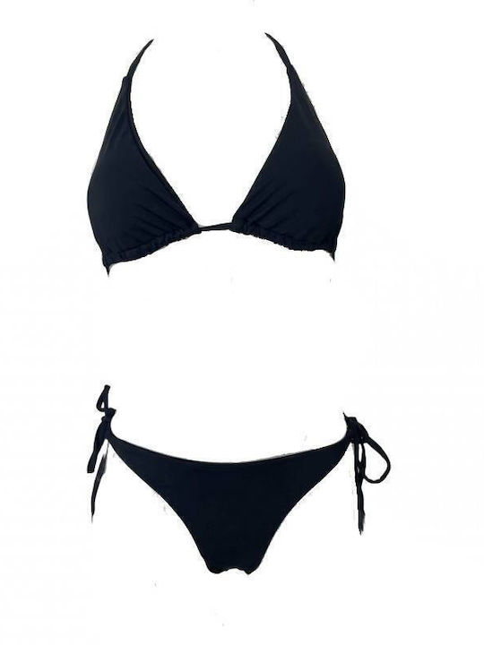 Women's Bikini Set Modern Ocean 992-12 Tied Brazil Slip Black