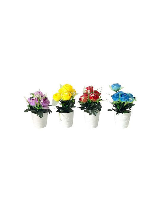 Plantă Artificială în Ghiveci Mic Rose 25cm 1buc (Diverse culori)