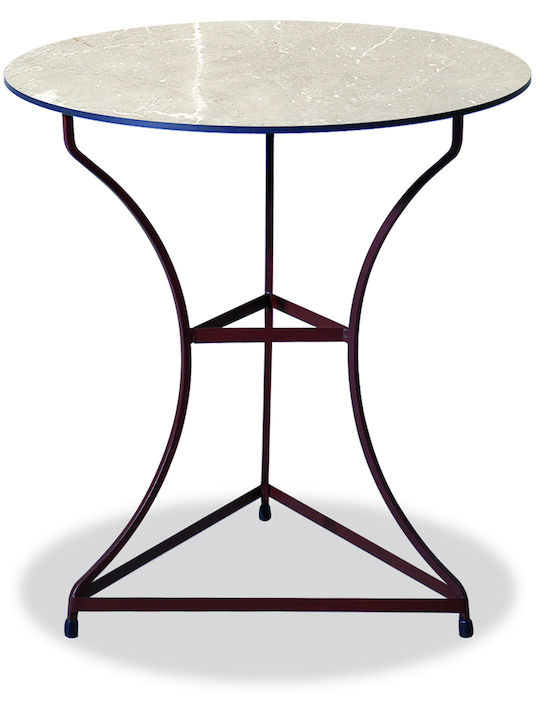 Τραπέζι για Μικρούς Εξωτερικούς Χώρους Ξύλινο με Μεταλλικό Σκελετό Μπέζ 60x74εκ.