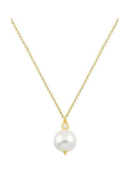 Daskalakis Necklace from Gold 14K with Pearls & Diamond