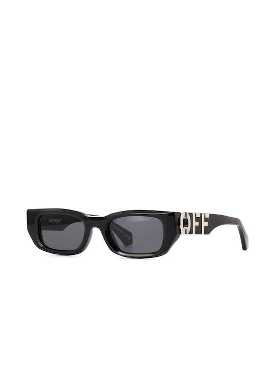 Off White Women's Sunglasses with Black Plastic Frame and Black Lens OERI124 1007