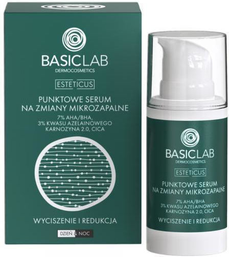 Basiclab Esteticus Spot Serum Mikro-entzündliche Läsionen 7% Aha Bha 3% Azelainsäure Beruhigend Reduzierend 15ml