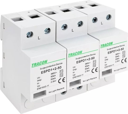 Tracon Electric Αντικεραυνικό Πίνακα Τύπου T1 / T2 Τριπολικό