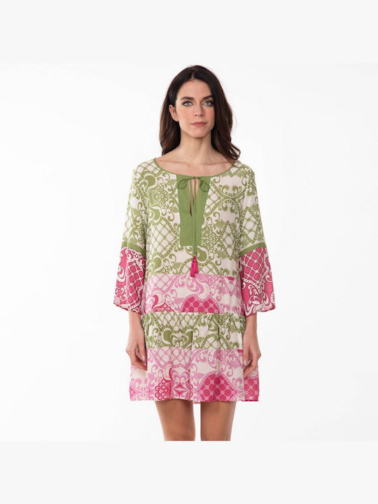 Luxor Pink Embroidered Kaftan Valery Pink Embroidered