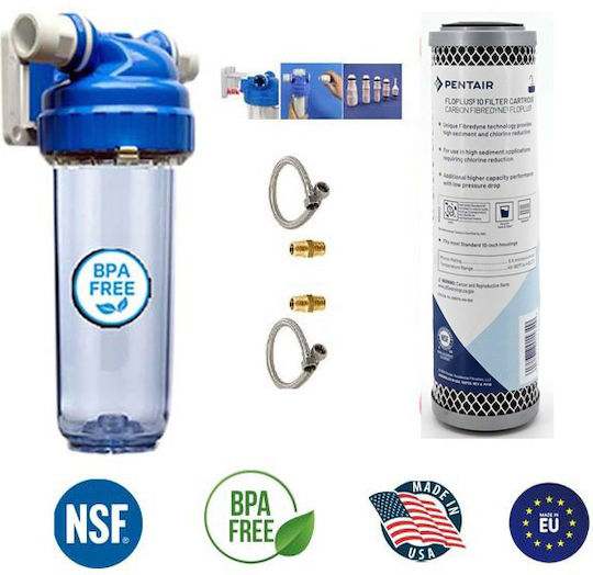 Pentair Wasserfiltrationssystem Unter der Spüle mit Ersatzfilter Kohlenstoff Pentair Floplus-10″ Hoher Durchfluss 0,5m K0028