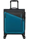 American Tourister Spinner Cabin Travel Suitcase Fabric Black - Blue with 4 Wheels Height 55cm 150910-2642