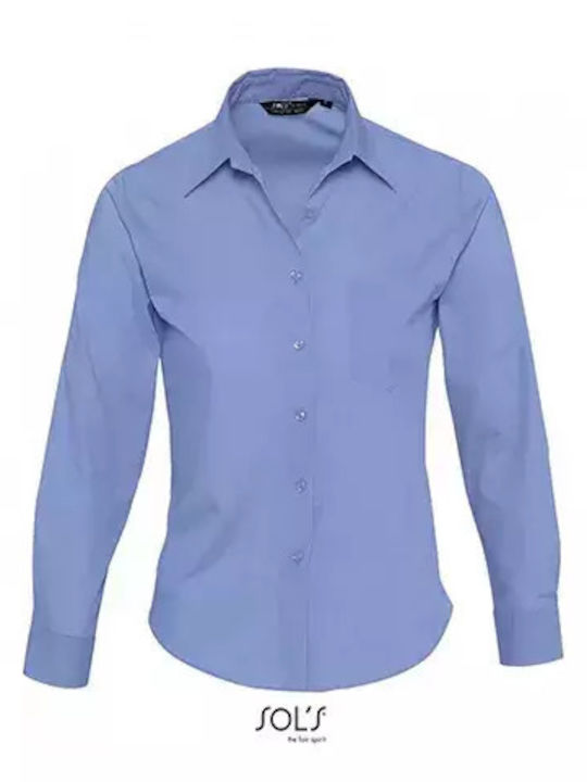 Sol's Women's Long Sleeve Shirt Blue