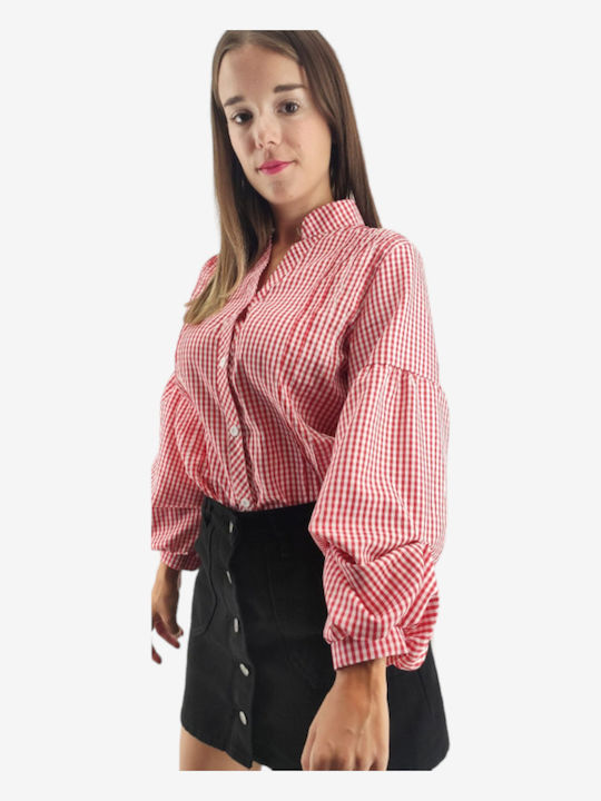Women's Checked Long Sleeve Shirt Red