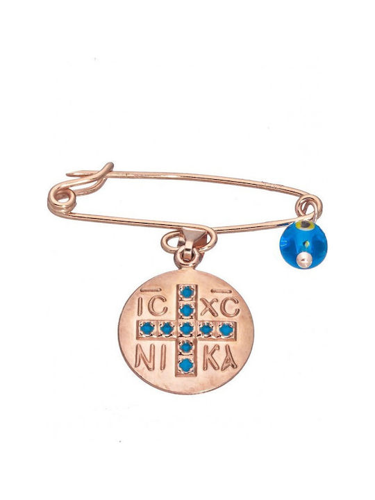 Atofio Kosmima Child Safety Pin made of Gold Plated Silver with Constantinato