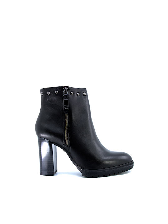 Caprice Leather Women's Chelsea Boots with High Heel Black