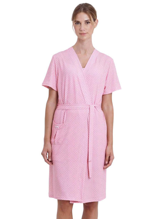 Summer Cotton Wrap Dress Giota S24 Ny-4219 Pink