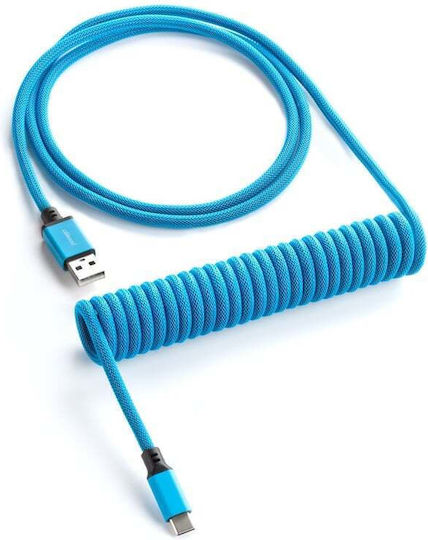 Cablemod Cablu Spiral USB 2.0 USB-C Masculin - USB-C / USB-A Albastru 1.5m CM-CKCA-CLB-KLB150KLB-R