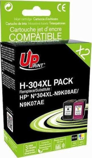 Uprint Compatible Inkjet Printer Ink HP N9K08AE+N9K07AE, HP 304XL 18ml Black 1pcs