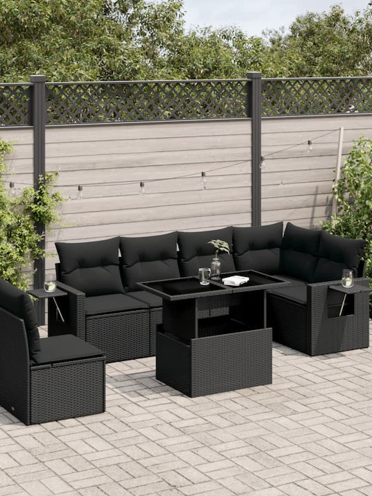 Set Cameră De Zi Pentru Exterior 7 Piese Negru ...