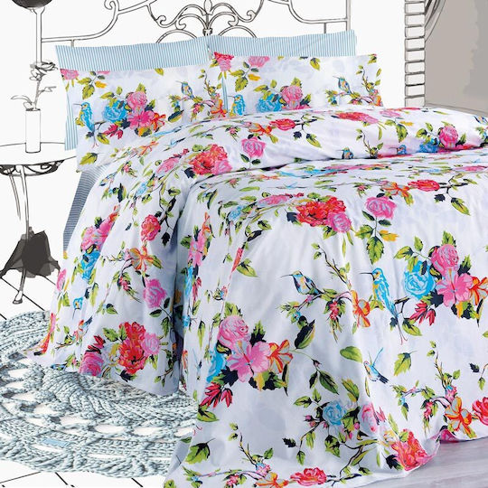 Makis Tselios Home Primavera Σετ Σεντόνια King Size με Λάστιχο 180x205+40εκ. White (4τμχ)