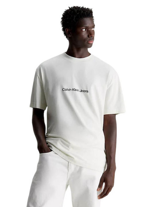 Calvin Klein Ανδρικό T-shirt Κοντομάνικο Εκρού