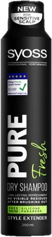 Syoss Pure Fresh Ξηρό Σαμπουάν Όγκου & Λάμψης για Ξηρά Μαλλιά Μαλλιά 200ml