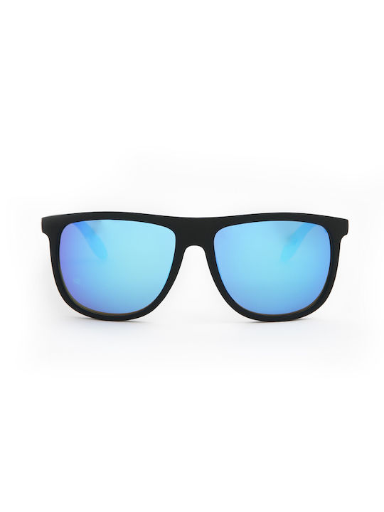 V-store Sunglasses with Black Plastic Frame and Blue Mirror Lens 20.509BLUE