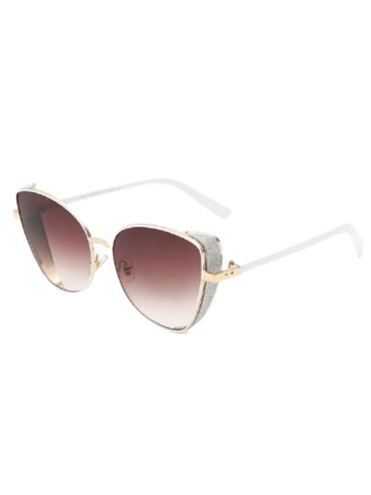 V-store Sonnenbrillen mit Transparent Rahmen und Braun Verlaufsfarbe Spiegel Linse 20.119SILVER