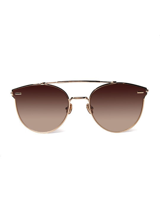 V-store Sonnenbrillen mit Gold Rahmen und Braun Verlaufsfarbe Linse 18489