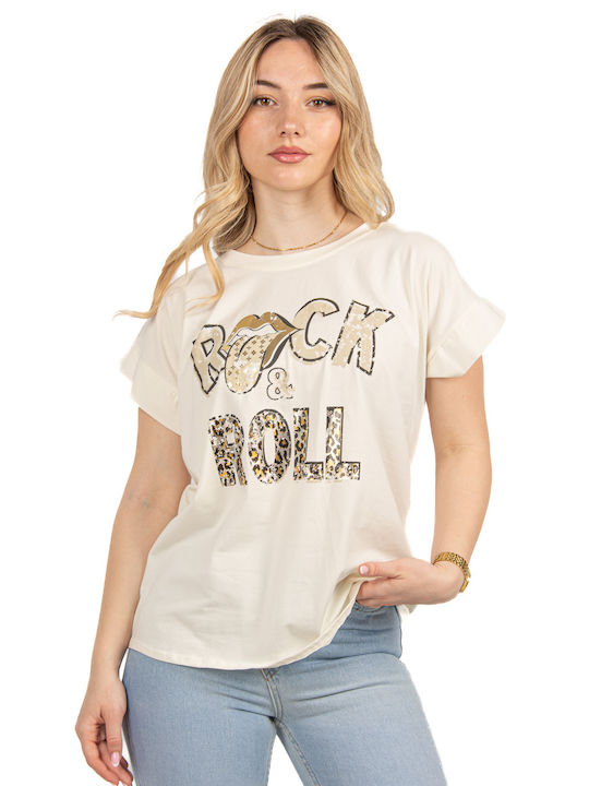 T-shirt Rock and Roll Ecru