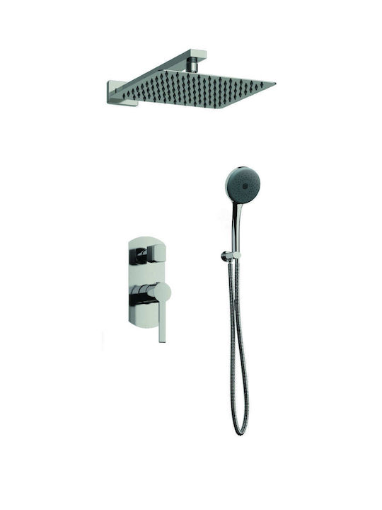 Orabella Mischbatterie, Telefon & Duschkopf-Set Einbau für Dusche Silber