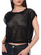 Bluză fără mâneci Ale Crop cu șireturi reglabile 8918499-negru Femei