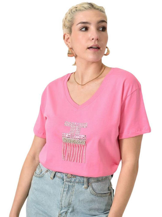 T-shirt Στρας Ροζ 24152