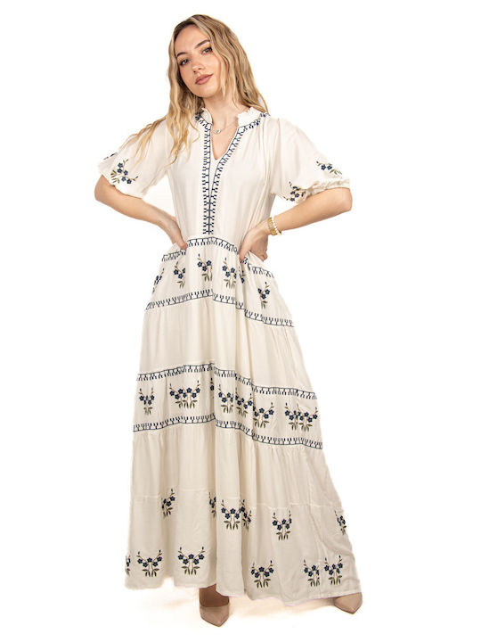 Dress with Ecru Embroidery