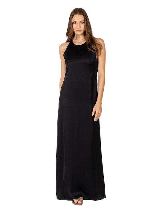 Maxi Evening Dress Satin Black