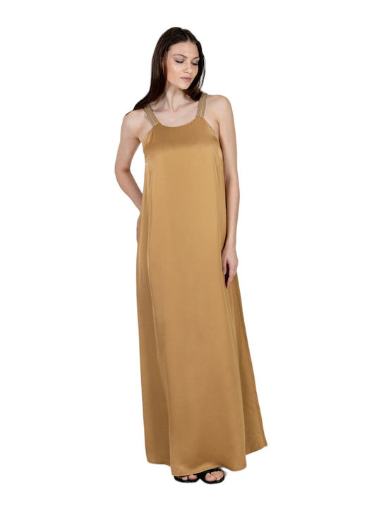 Aggel Maxi Evening Dress Satin Gold